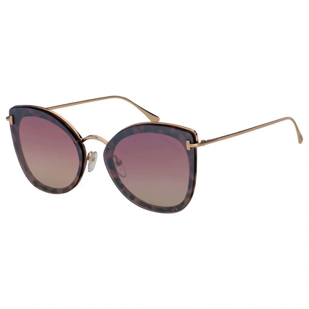 TOM FORD Charlotte Sunglasses Cat-Eye Brown Gold Tortoiseshell Gradient Lenses